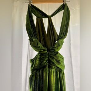 SHIMMER GREEN GOWN WITH HIGH SLITS